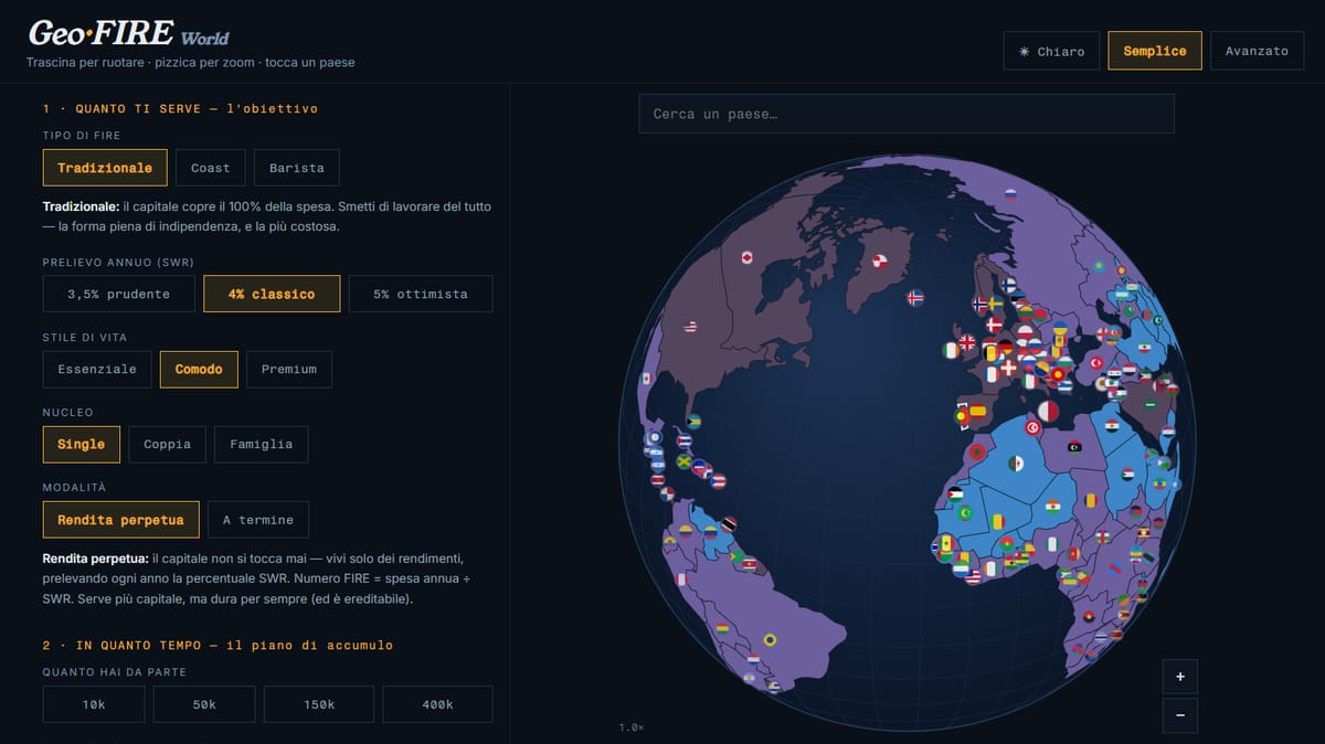 Geo·FIRE — mappamondo finanziario